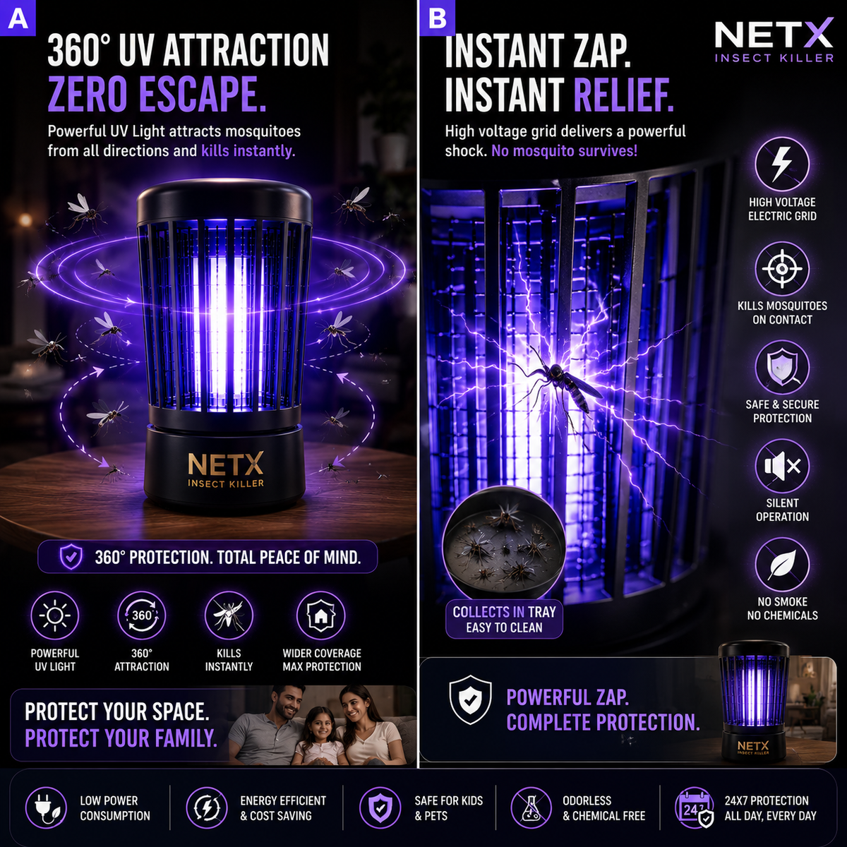 Mosquito & Insect Killer Machine | UV Light Electric Bug Zapper